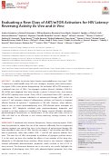 Cover page: Evaluating a New Class of AKT/mTOR Activators for HIV Latency Reversing Activity Ex Vivo and In Vivo.