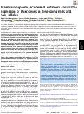 Cover page: Mammalian-specific ectodermal enhancers control the expression of Hoxc genes in developing nails and hair follicles