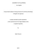 Cover page: Corpus-based analysis of body-part terms for emotions and feelings in English and Japanese