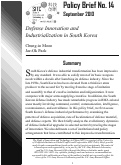 Cover page: Defense Innovation and Industrialization in South Korea