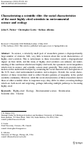 Cover page: Characterizing a scientific elite: the social characteristics of the most highly cited scientists in environmental science and ecology