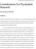 Cover page: Literature review: Considerations for Psychedelic Research