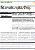 Cover page of High temperature sensitivity of Arctic isoprene emissions explained by sedges