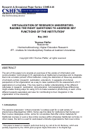 Cover page: Virtualization of Research Universities: Raising the Right Questions to Address Key Functions of the Institution