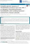 Cover page: Complete genome sequence of Thioalkalivibrio paradoxus type strain ARh 1T, an obligately chemolithoautotrophic haloalkaliphilic sulfur-oxidizing bacterium isolated from a Kenyan soda lake