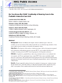 Cover page: Do You Know My Child? Continuity of Nursing Care in the Pediatric Intensive Care Unit