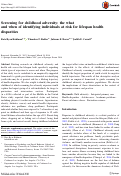 Cover page: Screening for childhood adversity: the what and when of identifying individuals at risk for lifespan health disparities