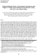 Cover page: A Mixed Methods Study of Anticipated and Experienced Stigma in Health Care Settings Among Women Living with HIV in the United States