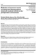 Cover page: Reduction of incorrect record accessing and charting patient electronic medical records in the perioperative environment