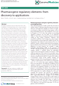 Cover page: Pharmacogene regulatory elements: from discovery to applications