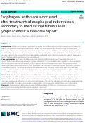 Cover page: Esophageal anthracosis occurred after treatment of esophageal tuberculosis secondary to mediastinal tuberculous lymphadenitis: a rare case report.