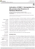 Cover page: Activation of SGK1.1 Upregulates the M-current in the Presence of Epilepsy Mutations