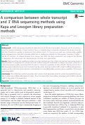 Cover page: A comparison between whole transcript and 3' RNA sequencing methods using Kapa and Lexogen library preparation methods.