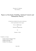 Cover page: Topics in Stochastic Stability, Optimal Control and Estimation Theory