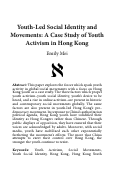Cover page: Youth-Led Social Identity and Movements: A Case Study of Youth Activism in Hong Kong