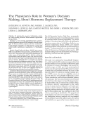 Cover page: The Physician's Role in Women's Decision Making About Hormone Replacement Therapy.