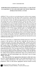 Cover page: Appropriating Mathematical Practices: A Case Study of Learning to Use and Explore Functions Through Interaction with a Tutor