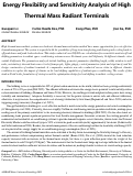 Cover page of Energy Flexibility and Sensitivity Analysis of High Thermal Mass Radiant Terminals