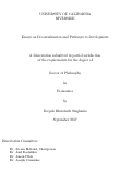 Cover page: Essays on Decentralization and Pathways to Development