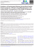 Cover page: Predictors of Psychological Distress Among Rural Family/Friend Caregivers of People Living With Dementia in the United States: Consequences of the COVID-19 Pandemic.