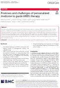 Cover page: Promises and challenges of personalized medicine to guide ARDS therapy
