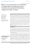 Cover page: Effects of nanoencapsulation and PEGylation on biodistribution of indocyanine green in healthy mice: quantitative fluorescence imaging and analysis of organs