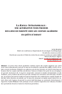 Cover page: La kafala  intrafamiliale :  Une alternative pour produire des liens de parenté chez les couples algériens en quête d’enfant