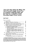 Cover page: "You Can't Sing without the Bling": The Toll of Excessive Sample License Fees on Creativity in Hip-Hop Music and the Need for a Compulsory Sound Recording Sample License System