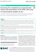 Cover page: Assessing the completeness of periodontal disease documentation in the EHR: a first step in measuring the quality of care.
