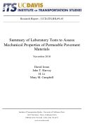 Cover page: Summary of Laboratory Tests to Assess Mechanical Properties of Permeable Pavement Materials