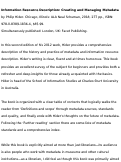 Cover page: Review: <strong>Information Resource Description: Creating and Managing Metadata</strong> by Philip Hider. 