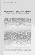 Cover page: The Role of the Fourth Deadly Sin in the <em>Tragicomedia de Calisto y Melibea</em>