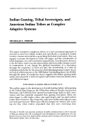 Cover page: Indian Gaming, Tribal Sovereignty, and American Indian Tribes as Complex Adaptive Systems