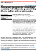 Cover page: Biocomposite thermoplastic polyurethanes containing evolved bacterial spores as living fillers to facilitate polymer disintegration