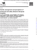 Cover page: Quality management and perceptions of teamwork and safety climate in European hospitals