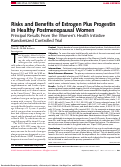 Cover page: Risks and Benefits of Estrogen Plus Progestin in Healthy Postmenopausal Women: Principal Results From the Women's Health Initiative Randomized Controlled Trial