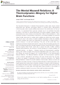 Cover page: The Mental Maxwell Relations: A Thermodynamic Allegory for Higher Brain Functions