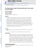 Cover page: The disconnected couple: intimate relationships in the context of social isolation