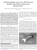 Cover page: A LSO scintillator array for a PET detector module with depth of 
interaction measurement