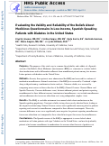 Cover page: Evaluating the Validity and Reliability of the Beliefs About Medicines Questionnaire in Low-Income, Spanish-Speaking Patients With Diabetes in the United States