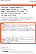 Cover page: Association between continuous hyperosmolar therapy and survival in patients with traumatic brain injury – a multicentre prospective cohort study and systematic review