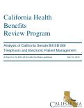 Cover page: California Health Benefits Review Program Analysis of California Senate Bill SB 289 Telephonic and Electronic Patient Management