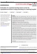 Cover page: Evaluation of a machine learning tool to screen for hypoadrenocorticism in dogs presenting to a teaching hospital