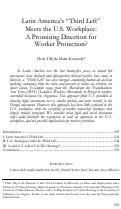 Cover page: Latin America’s “Third Left” Meets the U.S. Workplace: A Promising Direction for Worker Protection?