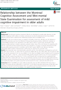 Cover page: Relationship between the Montreal Cognitive Assessment and Mini-mental State Examination for assessment of mild cognitive impairment in older adults.