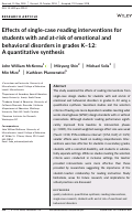 Cover page: Effects of single‐case reading interventions for students with and at‐risk of emotional and behavioral disorders in grades K–12: A quantitative synthesis