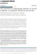 Cover page: The importance of appropriate selection of clinical endpoints in outpatient COVID-19 clinical trials.
