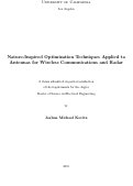 Cover page: Nature-Inspired Optimization Techniques Applied to Antennas for Wireless Communications and Radar