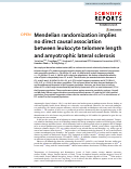 Cover page: Mendelian randomization implies no direct causal association between leukocyte telomere length and amyotrophic lateral sclerosis