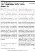 Cover page: Why the Nutritional Management of Acute Versus Chronic Kidney Disease Should Differ